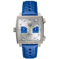 Réplique Montre pour homme Tag Heuer Monaco en édition limitée avec cadran argenté et bracelet en cuir CAW218C.FC6548