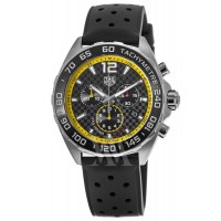 Réplique Montre pour homme Tag Heuer Formula 1 chronographe cadran noir bracelet en caoutchouc noir CAZ101AC.FT8024