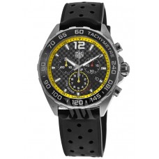 Réplique Montre pour homme Tag Heuer Formula 1 chronographe cadran noir bracelet en caoutchouc noir CAZ101AC.FT8024-PO