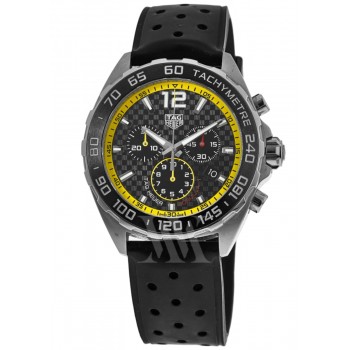 Réplique Montre pour homme Tag Heuer Formula 1 chronographe cadran noir bracelet en caoutchouc noir CAZ101AC.FT8024-PO