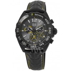 Réplique Montre pour homme Tag Heuer Formula 1 X Senna avec cadran gris et bracelet en cuir CAZ101AJ.FC6487