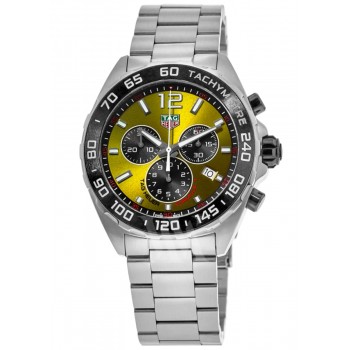 Réplique Montre pour homme Tag Heuer Formule 1 chronographe à quartz cadran jaune en acier CAZ101AM.BA0842