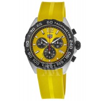 Réplique Montre pour homme Tag Heuer Formule 1 chronographe à quartz cadran jaune bracelet en caoutchouc CAZ101AM.FT8054