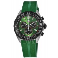 Réplique Montre pour homme Tag Heuer Formule 1 chronographe à quartz cadran vert bracelet en caoutchouc CAZ101AP.FT8056