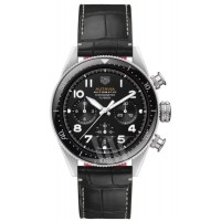 Réplique Montre pour homme Tag Heuer Autavia Chronometer Flyback avec cadran noir et bracelet en cuir CBE511A.FC8279