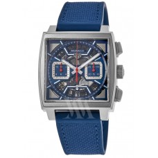 Réplique Montre pour homme Tag Heuer Monaco avec cadran bleu et bracelet en caoutchouc CBL2182.FT6235