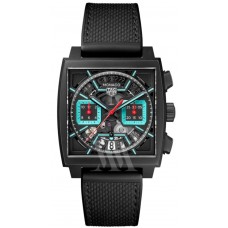 Réplique Montre automatique pour homme Tag Heuer Monaco avec cadran noir et bracelet en cuir CBL2184.FT6236