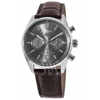 Réplique Montre pour homme Tag Heuer Carrera chronographe cadran gris bracelet en cuir marron CBN2012.FC6483