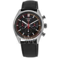 Réplique Montre pour homme Tag Heuer Carrera chronographe cadran noir bracelet cuir CBN201C.FC6542