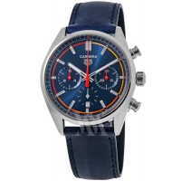 Réplique Montre pour homme Tag Heuer Carrera chronographe cadran bleu bracelet en cuir CBN201D.FC6543