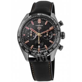 Réplique Montre pour homme Tag Heuer Carrera édition limitée année du lapin cadran noir bracelet en cuir CBN2A1L.FC6521