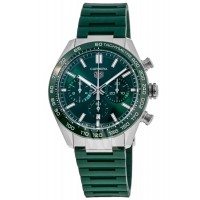 Réplique Tag Heuer Carrera Chronographe Calibre Heuer 02 Cadran vert Bracelet en caoutchouc Montre pour homme CBN2A1N.FT6238