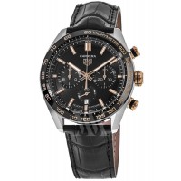 Réplique Montre pour homme Tag Heuer Carrera chronographe cadran noir bracelet cuir CBN2A5A.FC6481