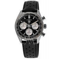 Réplique Montre pour homme Tag Heuer Carrera chronographe cadran noir bracelet cuir CBS2210.FC6534