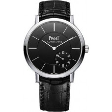 Réplique Montre Piaget Altiplano pour homme avec cadran noir et bracelet en cuir noir G0A37126