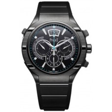 Réplique Montre Piaget Polo pour homme avec cadran noir et bracelet en caoutchouc G0A37504