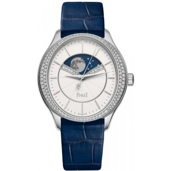 Réplique Montre Piaget Limelight Stella pour homme avec cadran blanc et bracelet en cuir doré blanc G0A40111