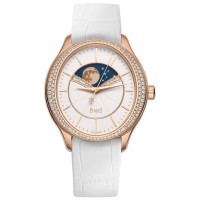 Réplique Montre Piaget Limelight pour femme, cadran blanc, or rose, diamant, bracelet en cuir blanc, G0A40123