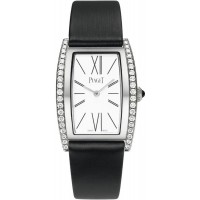 Réplique Montre Piaget Limelight pour femme, cadran argenté, diamant, bracelet en satin, or blanc, G0A41189