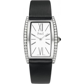 Réplique Montre Piaget Limelight pour femme, cadran argenté, diamant, bracelet en satin, or blanc, G0A41189