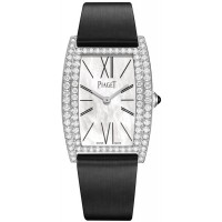 Réplique Montre Piaget Limelight pour femme avec cadran en nacre et diamant, bracelet en satin et or blanc G0A41198