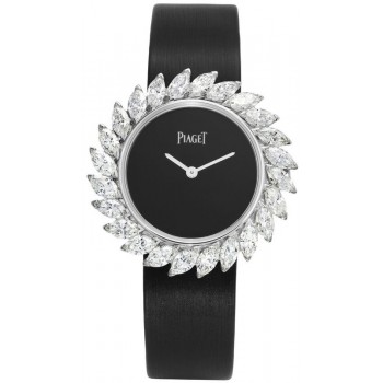 Réplique Montre Piaget Limelight Gala avec cadran noir et bracelet en satin noir pour femme G0A41252