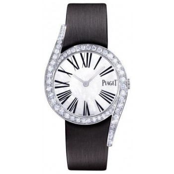 Réplique Montre Piaget Limelight Gala pour femme, cadran en nacre, diamant, bracelet en satin noir, G0A41260