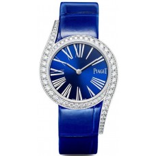 Réplique Montre Piaget Limelight Gala avec cadran bleu et bracelet en cuir bleu diamant pour femme G0A42163