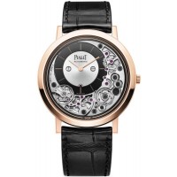 Réplique Montre Piaget Altiplano Ultimate automatique pour homme, cadran argenté, bracelet en cuir or rose, G0A43120