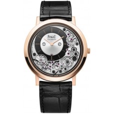 Réplique Montre Piaget Altiplano Ultimate automatique pour homme, cadran argenté, bracelet en cuir or rose, G0A43120