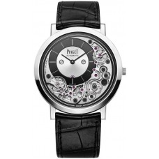 Réplique Montre Piaget Altiplano Ultimate Automatique Cadran Argenté Bracelet Cuir Or Blanc G0A43121