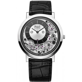 Réplique Montre Piaget Altiplano Ultimate Automatique Cadran Argenté Bracelet Cuir Or Blanc G0A43121