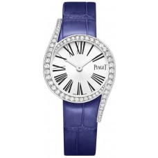 Réplique Montre Piaget Limelight Gala avec cadran argenté et bracelet en cuir diamant pour femme G0A43150