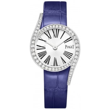 Réplique Montre Piaget Limelight Gala avec cadran argenté et bracelet en cuir diamant pour femme G0A43150