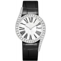 Réplique Montre Piaget Limelight Gala pour femme, cadran en nacre, diamant, or blanc, bracelet en cuir, G0A43390