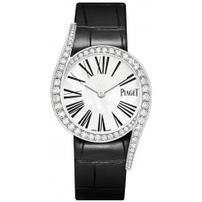 Réplique Montre Piaget Limelight Gala pour femme, cadran en nacre, diamant, or blanc, bracelet en cuir, G0A43390