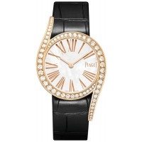 Réplique Montre Piaget Limelight Gala pour femme, cadran en nacre, diamant, bracelet en cuir or rose, G0A43391