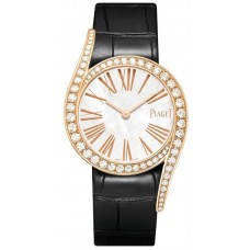 Réplique Montre Piaget Limelight Gala pour femme, cadran en nacre, diamant, bracelet en cuir or rose, G0A43391