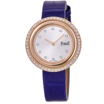 Réplique Montre pour femme Piaget Possession 34 mm en or rose 18 carats avec lunette en diamant personnalisée et bracelet en cuir G0A44091-CD