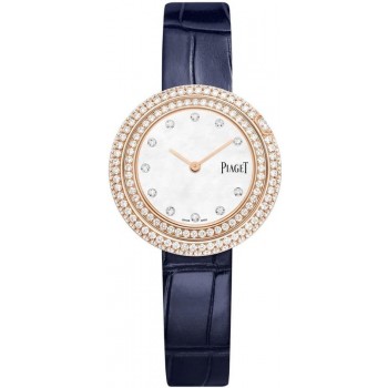 Réplique Montre pour femme Piaget Possession Cadran en nacre Diamant Or rose Bracelet en cuir G0A45082