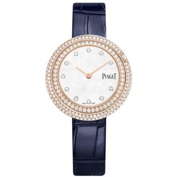 Réplique Montre Femme Piaget Possession Cadran Nacre Diamant Or Rose Bracelet Cuir G0A45092