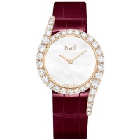 Réplique Montre Piaget Limelight Gala pour femme, cadran en nacre, diamant, bracelet en cuir or rose, G0A45161