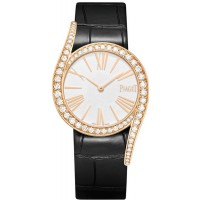 Réplique Montre Piaget Limelight Gala pour femme, cadran argenté, diamant, bracelet en cuir or rose, G0A45361