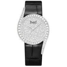 Réplique Montre Piaget Limelight Gala avec cadran diamant et bracelet en cuir or blanc pour femme G0A45362