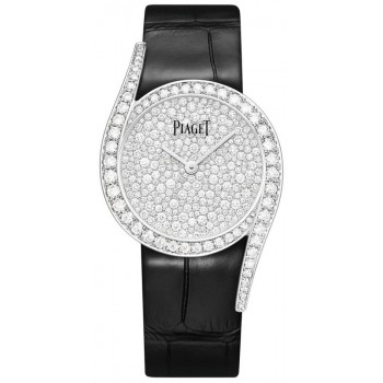 Réplique Montre Piaget Limelight Gala avec cadran diamant et bracelet en cuir or blanc pour femme G0A45362