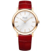 Réplique Montre Piaget Altiplano pour femme, cadran argenté, bracelet en cuir or rose, G0A45405