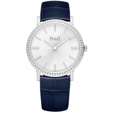 Réplique Montre Piaget Altiplano avec cadran argenté et diamant, bracelet en cuir et or blanc pour femme G0A45407