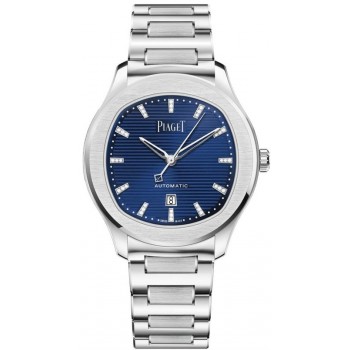 Réplique Montre Piaget Polo Date pour femme avec cadran bleu et acier diamant G0A46018