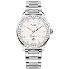 Réplique Montre Piaget Polo Date pour homme avec cadran blanc et acier diamant G0A46019