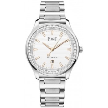 Réplique Montre Piaget Polo Date pour homme avec cadran blanc et acier diamant G0A46019